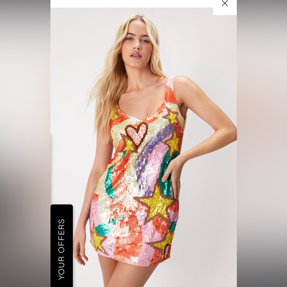 Nasty Gal Sequin Star and Heart Mini dress
